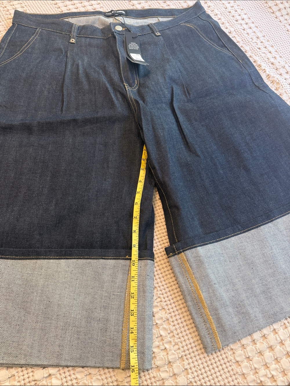 Fashion Nova Dark Blue Two-Tone Wide Leg Jeans - Picture 4 of 6
